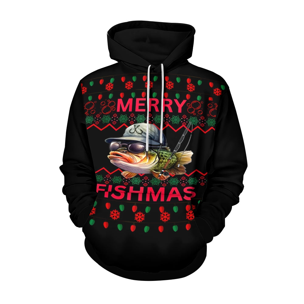 Plue Size Fishing Lovers Christmas Printed Hoodies 2411009466