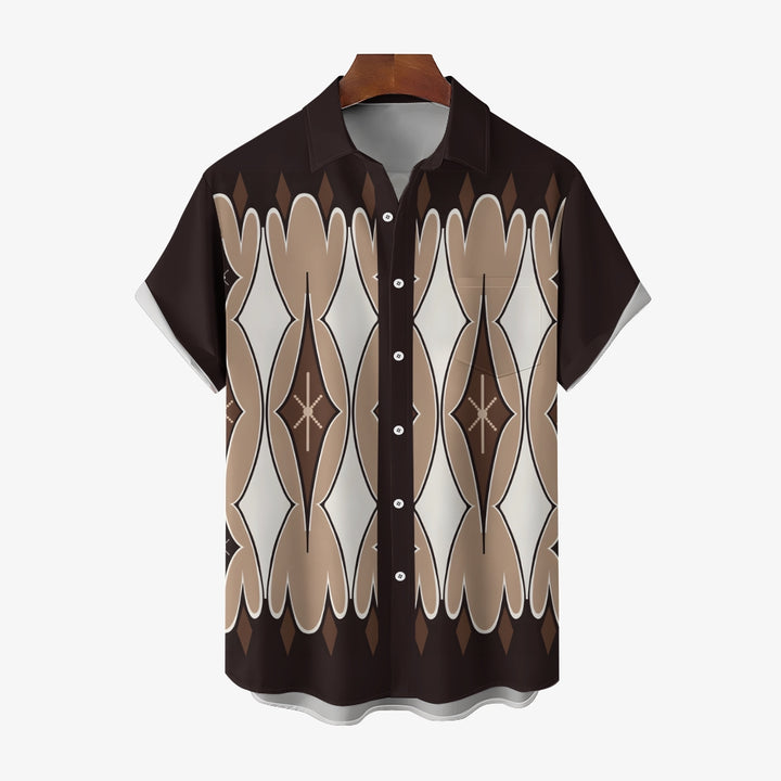 Men's Geometric Print Casual Short Sleeve Shirt 2404001427