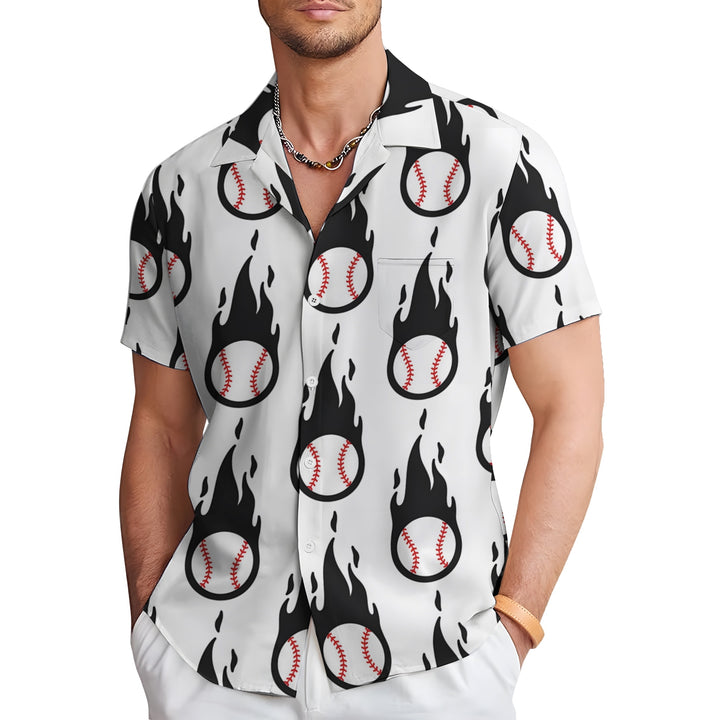 Men's Baseball Elements Casual Short Sleeve Shirt 2403000840