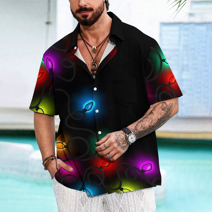 Christmas Lights Cartoon Casual Large Size Short Sleeve Shirt 2407004227