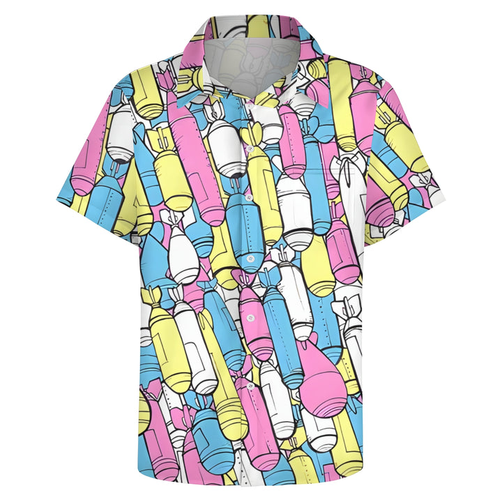 Men's Missile Print Casual Short Sleeve Shirt 2403000531