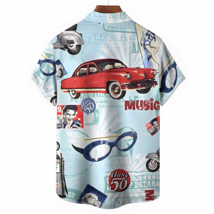 Men's Car Music Casual Short Sleeve Shirt 2404001714