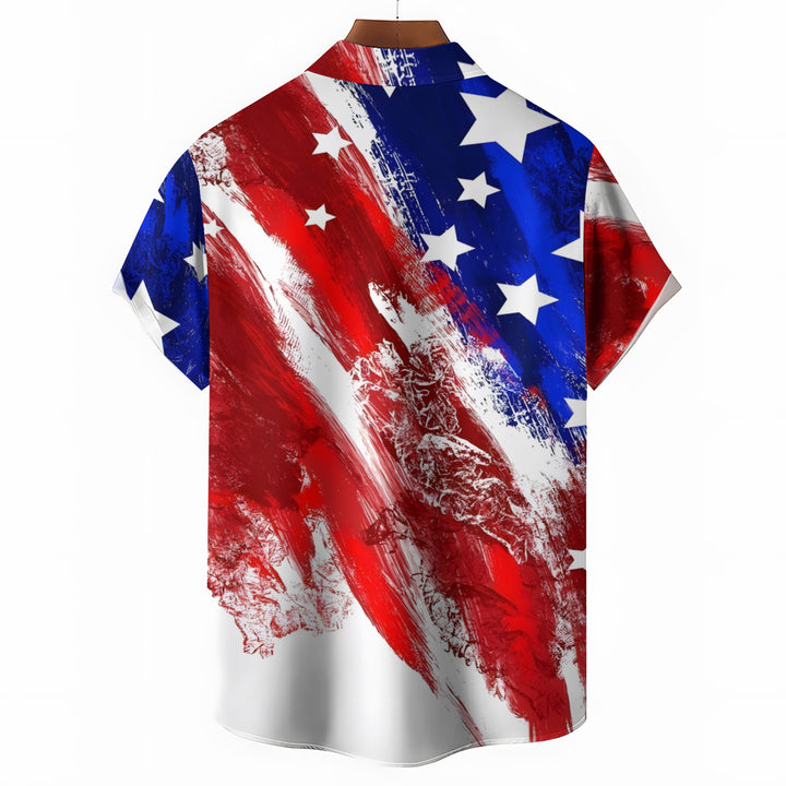 Men's Flag Patriotism Short Sleeve Shirt 2404001064