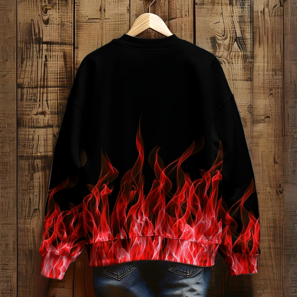 Men's Flame Print Unisex Sweatshirt 2410008994