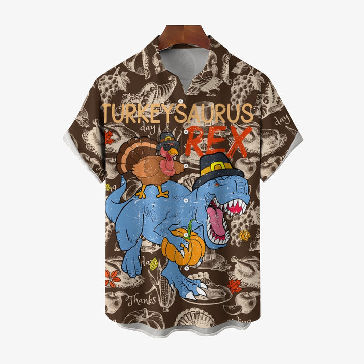 Thanksgiving Turkey King Casual Short Sleeve Shirt 2410001569