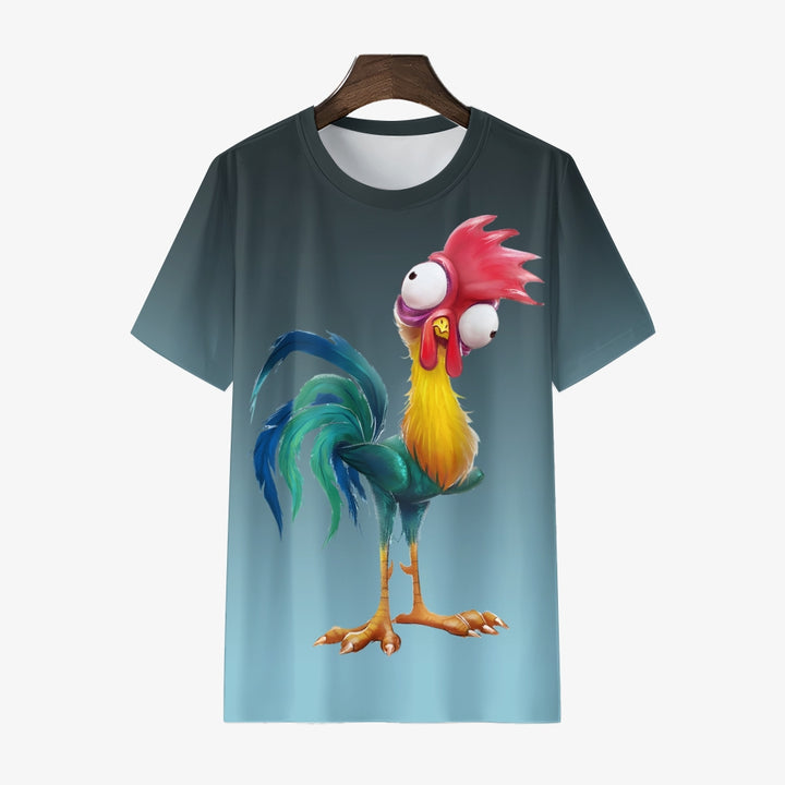 Men's Gradient Fun Rooster Casual Short Sleeve T-Shirt