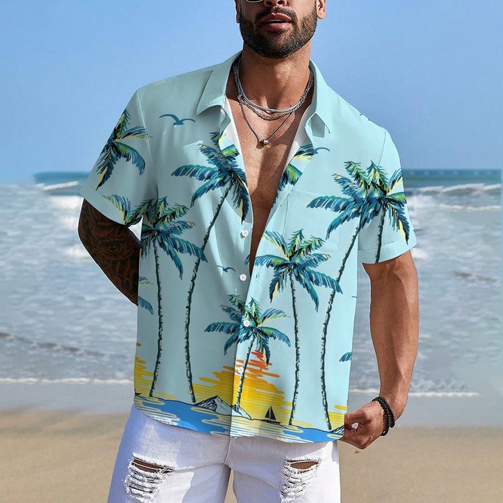 Men's Hawaiian Coconut Tree Casual Short Sleeve Shirt 2410005873