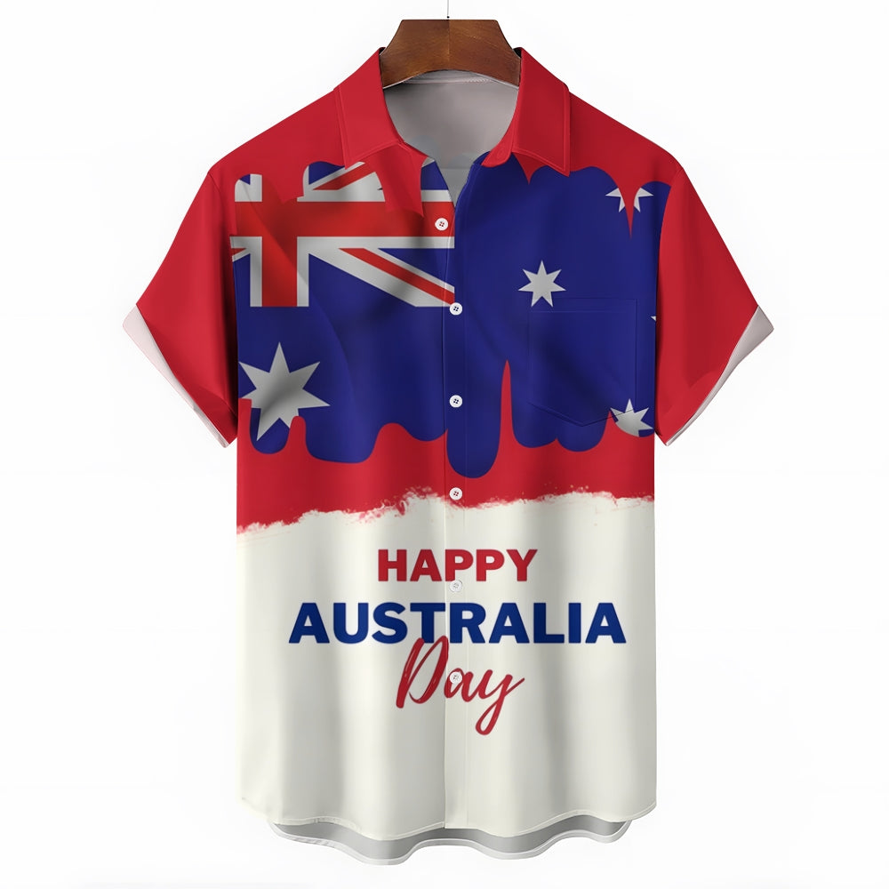 Happy Australia Day Print Short Sleeve Shirt 2411013423