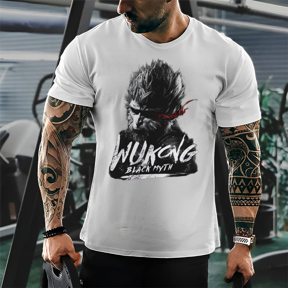 Black Mythology Wukong Printed Crew Neck Short Sleeve T-Shirt 2408007683