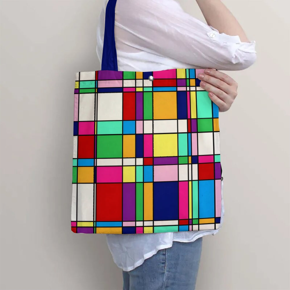 Unisex Geometric Print Simple Fabric Bag With Inner Pocket