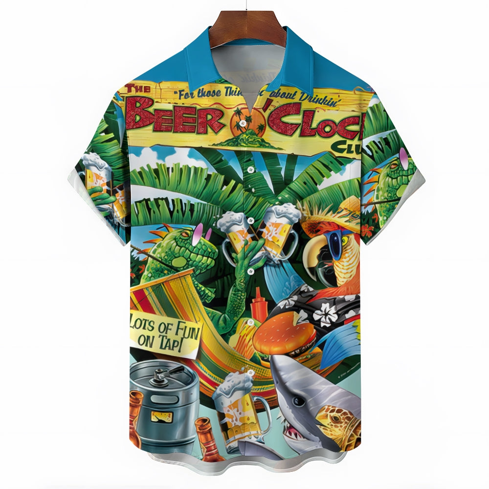 Men's Hawaiian Beer Casual Short Sleeve Shirt 2404001276