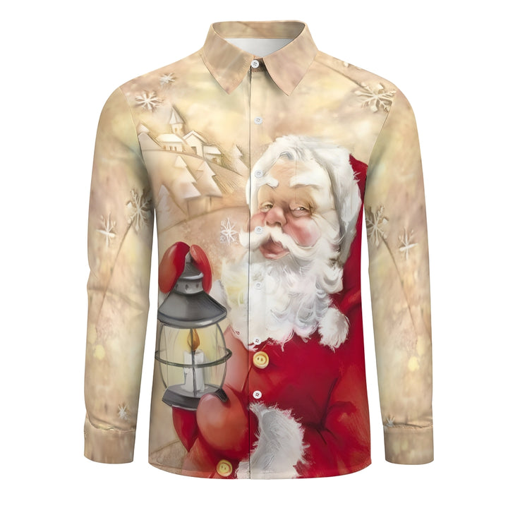 Men's Christmas Santa Claus Printed Long Sleeve Shirt 2411002932