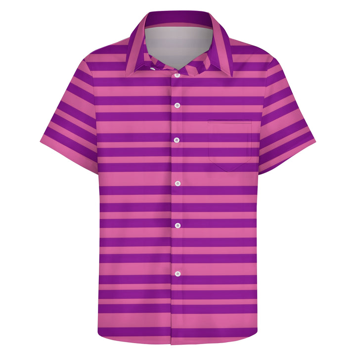 Men's Stripe Casual Short Sleeve Shirt 2403000754