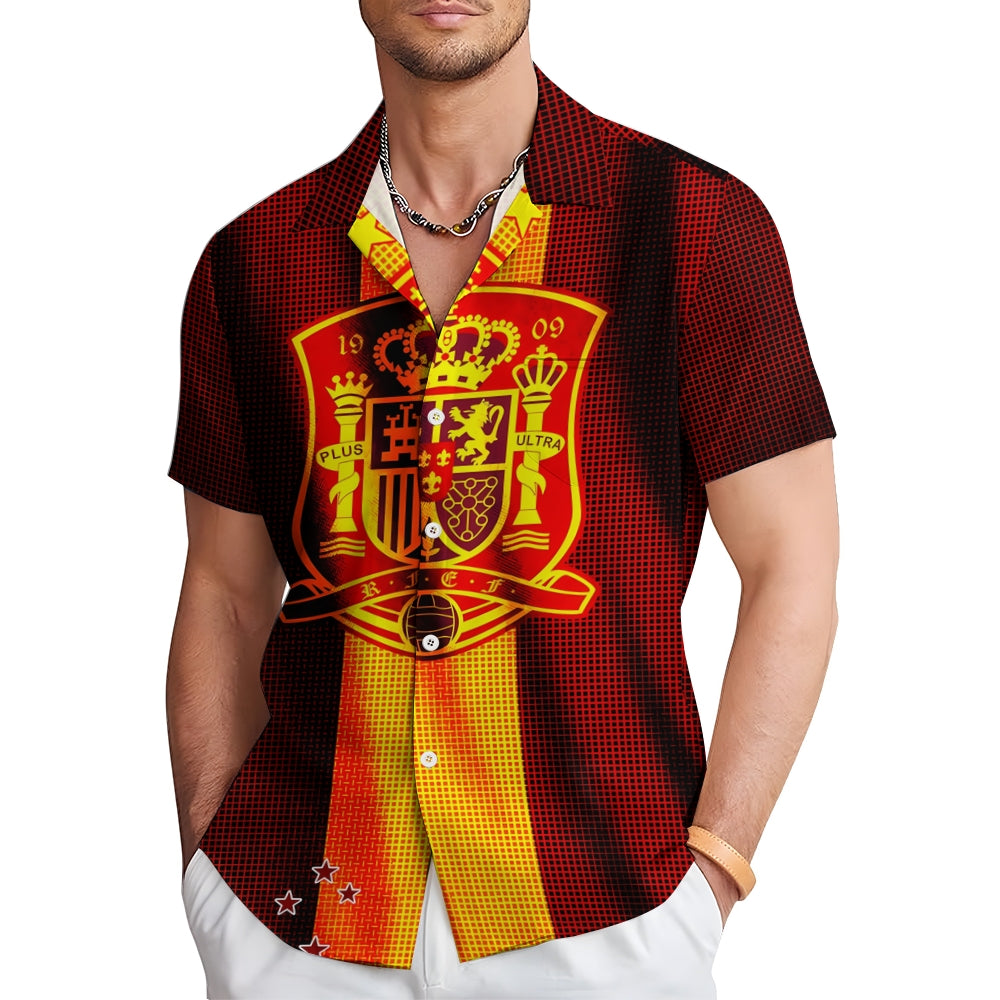 Spain European Cup Casual Large Size Short Sleeve Shirt 2407002129