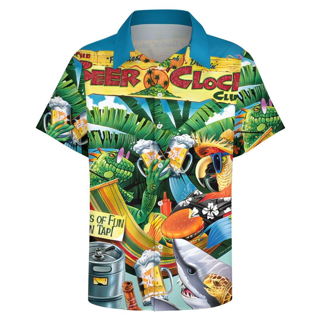 Men's Hawaiian Beer Casual Short Sleeve Shirt 2404001276