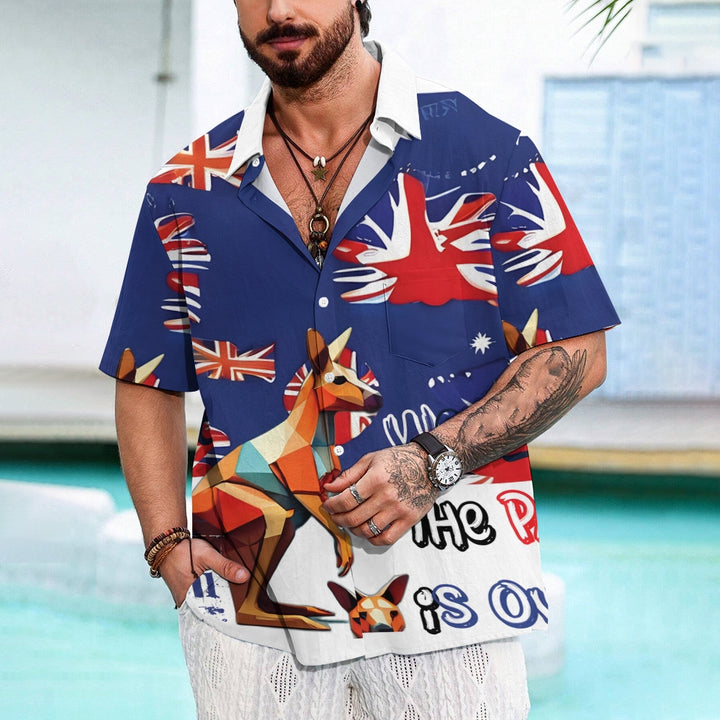 Australia Day Holiday Prints Casual Short Sleeve Shirt 2412001301