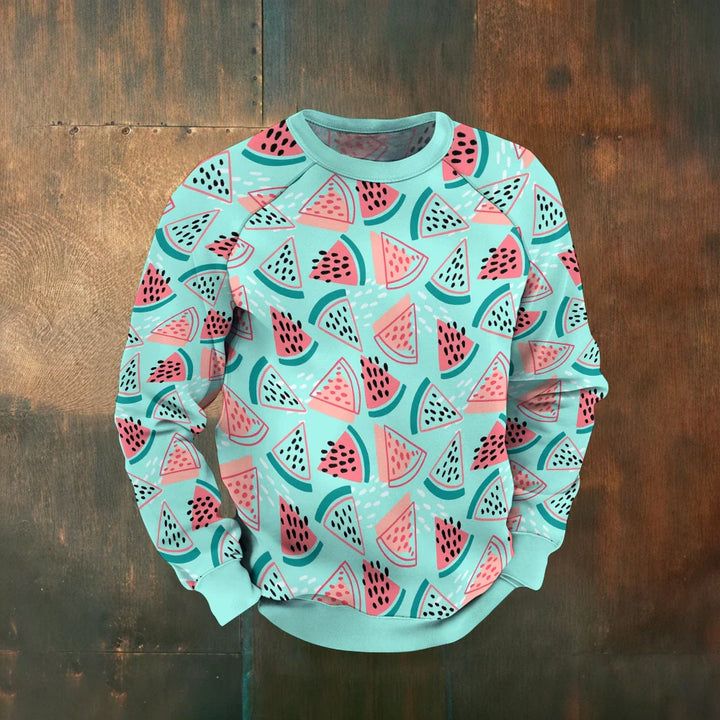 Men's Raglan Watermelon Print Long Sleeve Sweatshirt 2411002464