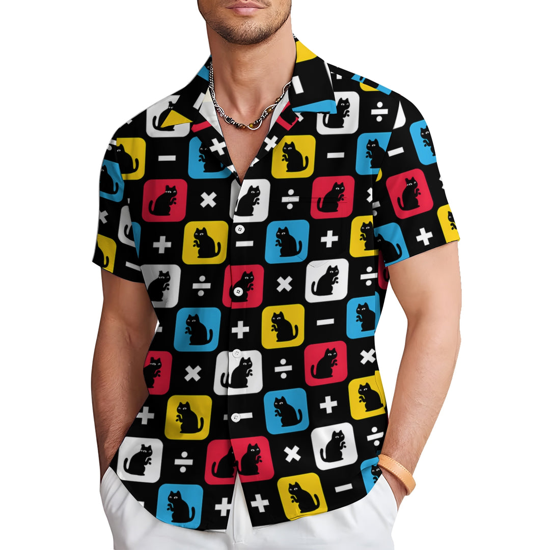 Men's Cats Casual Short Sleeve Shirt 2403000736