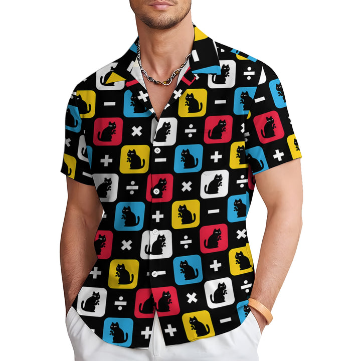 Men's Cats Casual Short Sleeve Shirt 2403000736