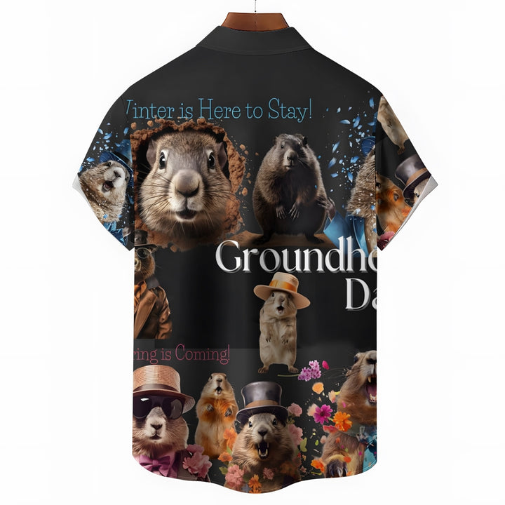 Men's Groundhog Day Casual Short Sleeve Shirt 2412003768