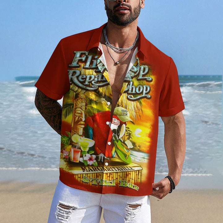 Men's Hawaiian Parrot Tiki Art Print Shirt 2412010055