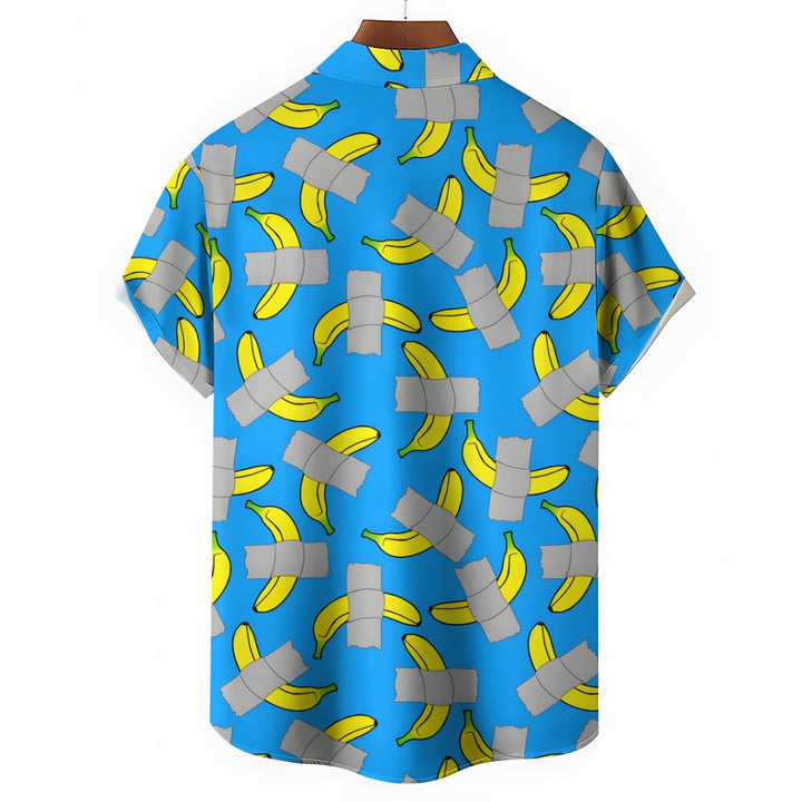 Banana Art Print Casual Short Sleeve Shirt 2408004525