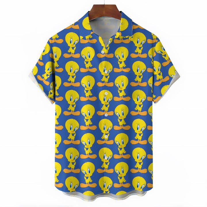 Cartoon Character Bird Print Short Sleeve Shirt 2412001933