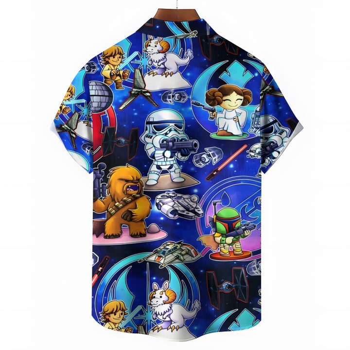 Men's Star Warrior Cartoon Casual Short Sleeve Shirt 2409002245