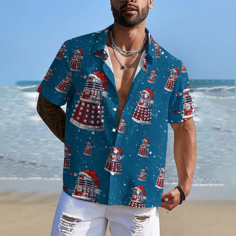 Men's Christmas Cartoon Robot Short Sleeve Shirt 2410006965