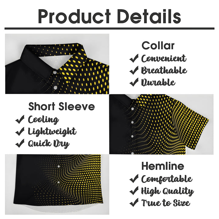 Yellow Texture Polka Dot Gradient Print Casual Large Size Short-Sleeved Shirt 2407001291