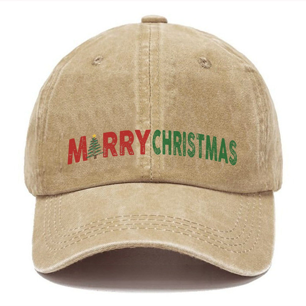 Retro Christmas Letter Casual Washed Cap