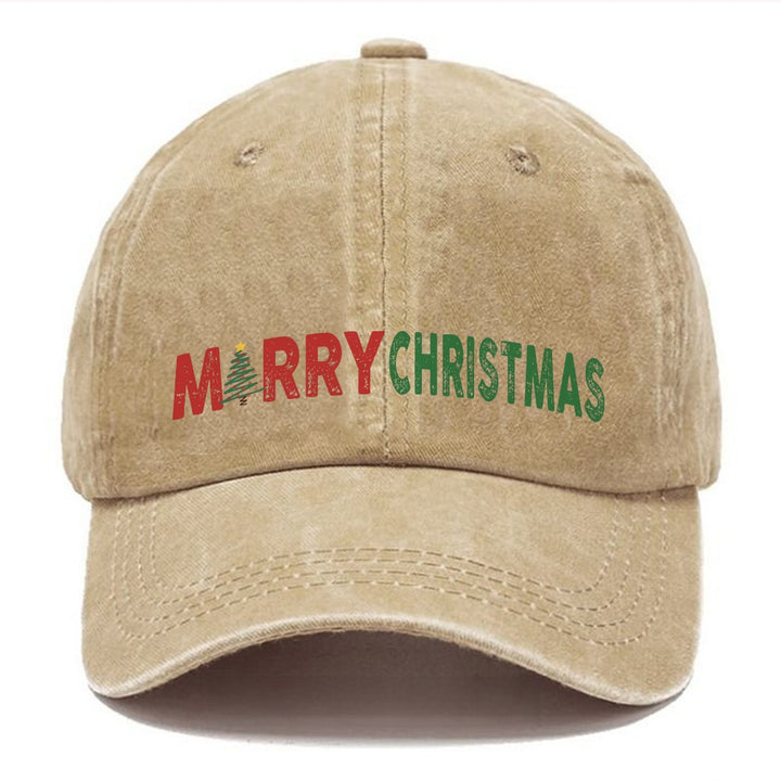 Retro Christmas Letter Casual Washed Cap