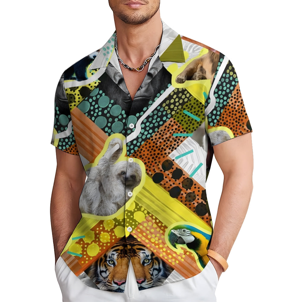 Animal Geometric Prints Casual Short Sleeve Shirt 2412001298