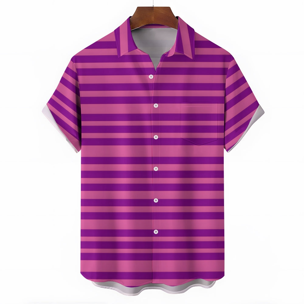 Men's Stripe Casual Short Sleeve Shirt 2403000754