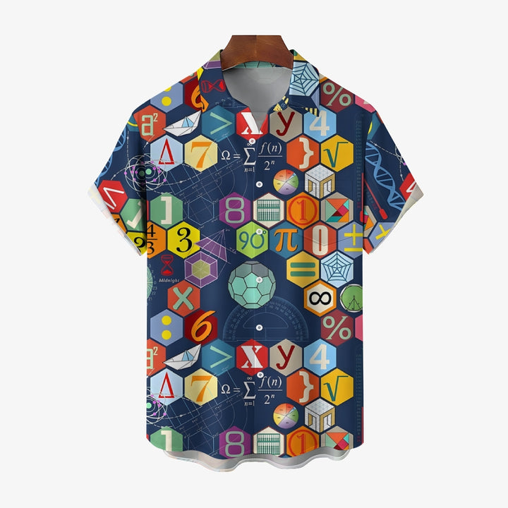 Mathematical Symbols Casual Large Size Short Sleeve Shirt 2407003663