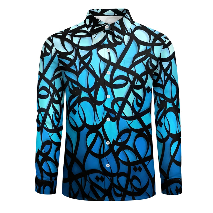 Men's Artistic Gradient Printed Long Sleeve Shirt 2411003306