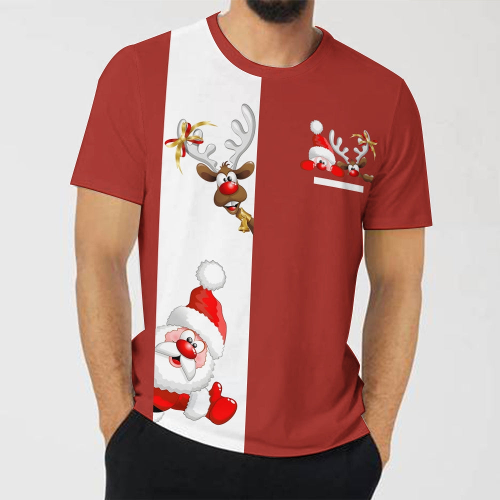 Men's Casual Christmas Print Short Sleeve T-Shirt