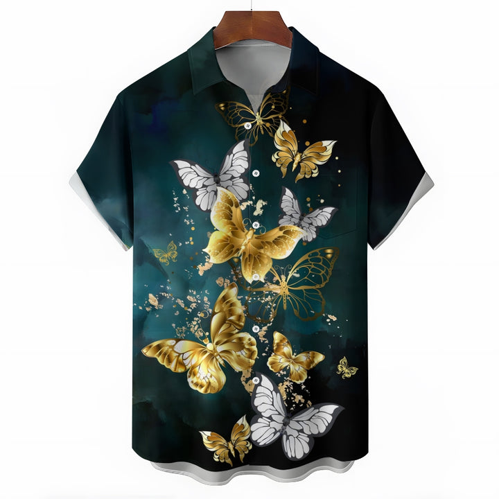 Men's Butterfly Print Casual Short Sleeve Shirt 2501001504