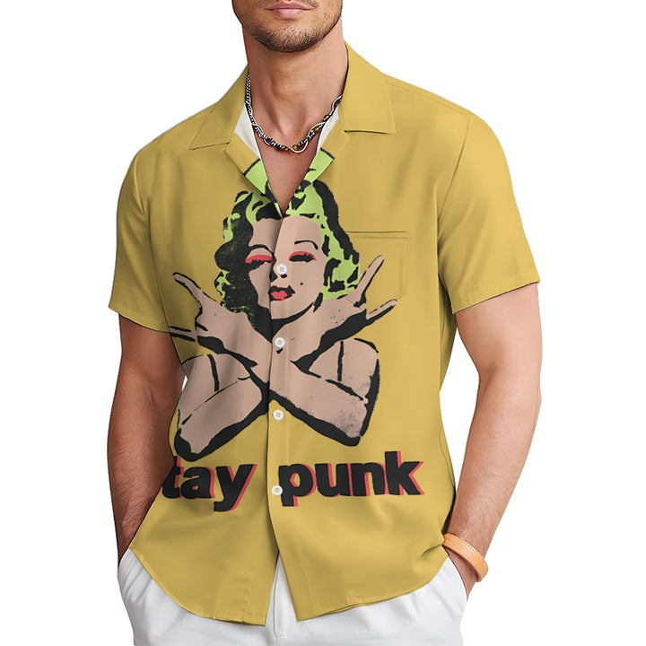 Men's Stay Punk Monroe Print Short Sleeve Shirt 2412010176