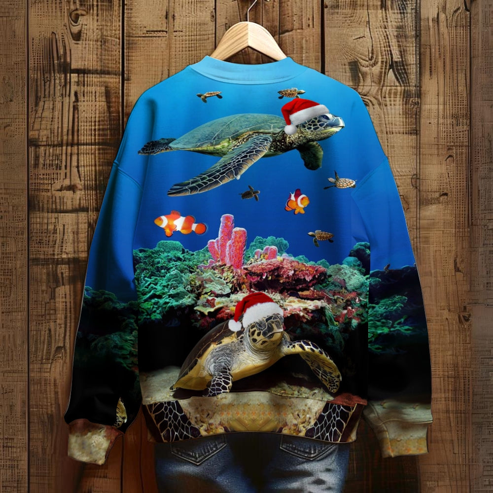 Men's Christmas Hat with Turtle Print Unisex Sweatshirt 2410009097