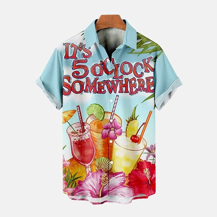 Men's Cocktail Hawaiian Oversized Short Sleeve Shirt