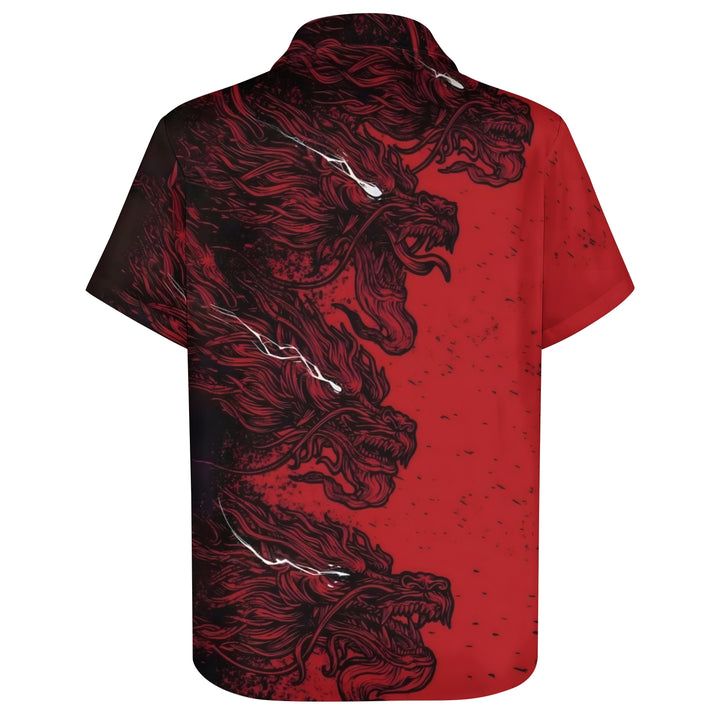 Men's Dragon Print Short Sleeve Shirt 2404001174