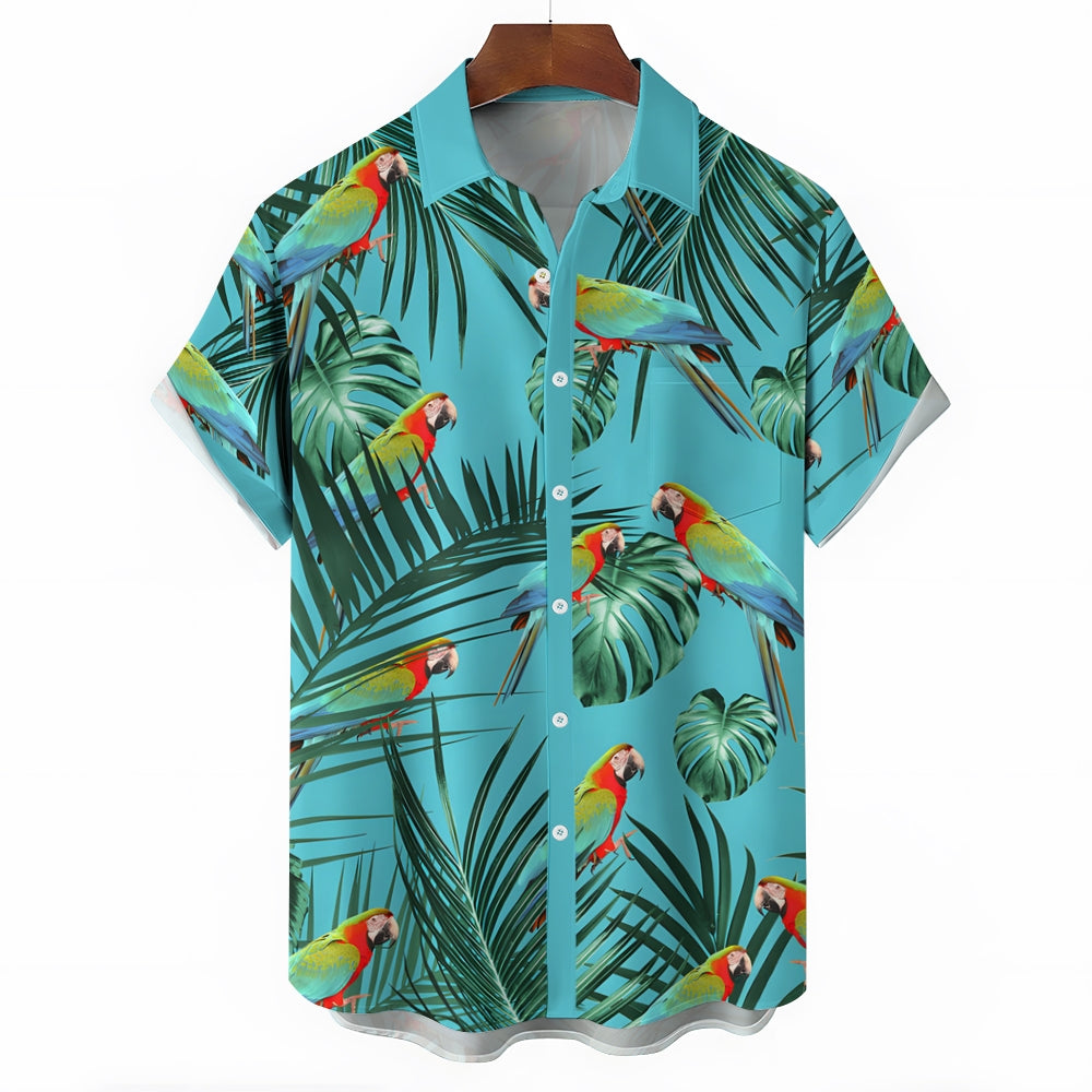 Men's Hawaiian Parrot Print Casual Short Sleeve Shirt 2403000912