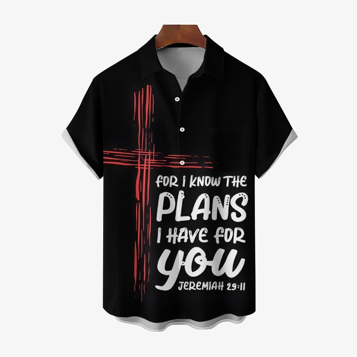 Cross Text Printed Casual Oversized Short Sleeve Shirt 2407001175