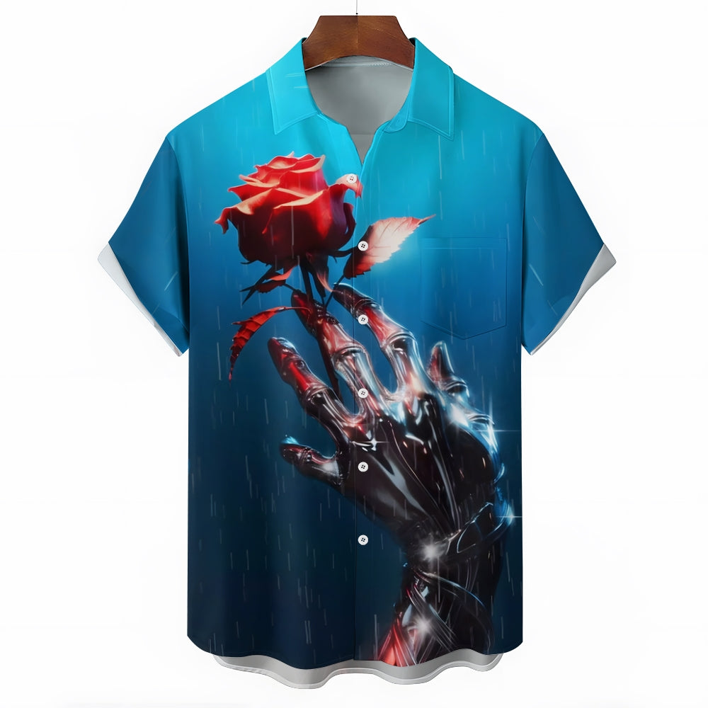 Men's Roses Casual Short Sleeve Shirt 2412008557