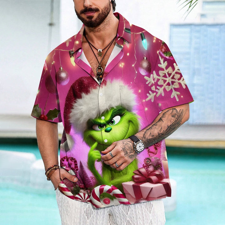 Men's Christmas Cartoon Prints Short Sleeve Shirt 2412006498