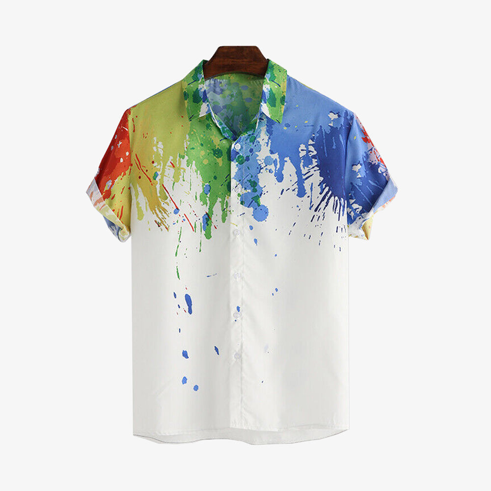 Art Print Casual Short-Sleeved Shirt 2405002178