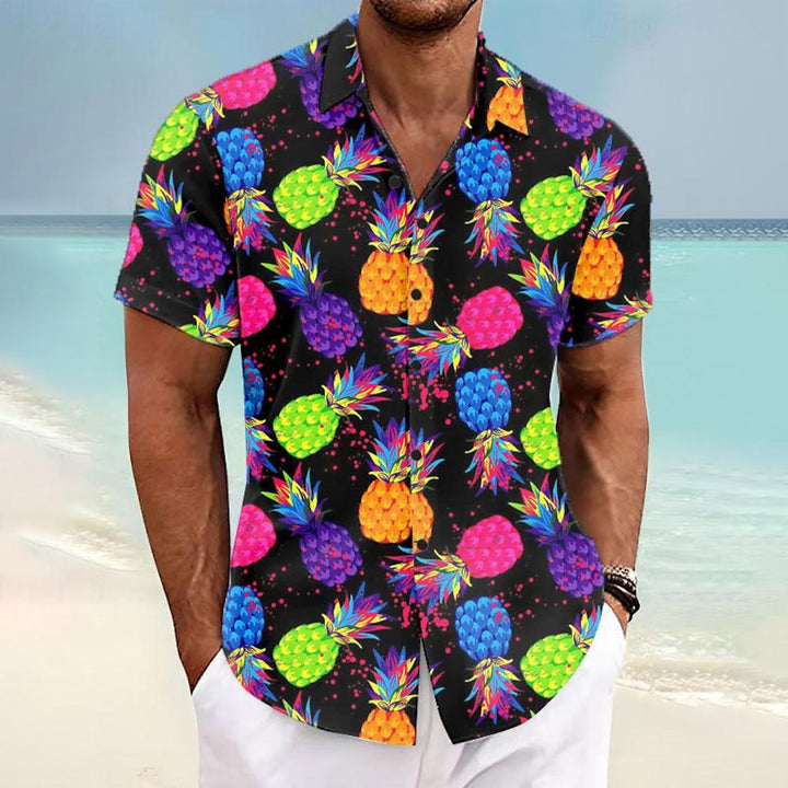 Men's Pineapple Hawaiian Oversized Short Sleeve Shirt