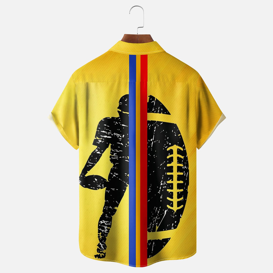 Art American Football Yellow Chest Pocket Hawaiian Shirt