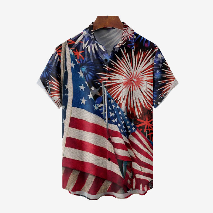 Stars and Stripes Casual Oversized Short Sleeve Shirt